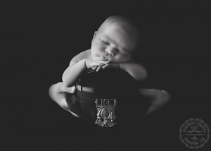 newborn boy police officer hat black and white