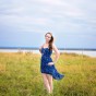 Aya Senior Portraits Blue dress wind waterfront