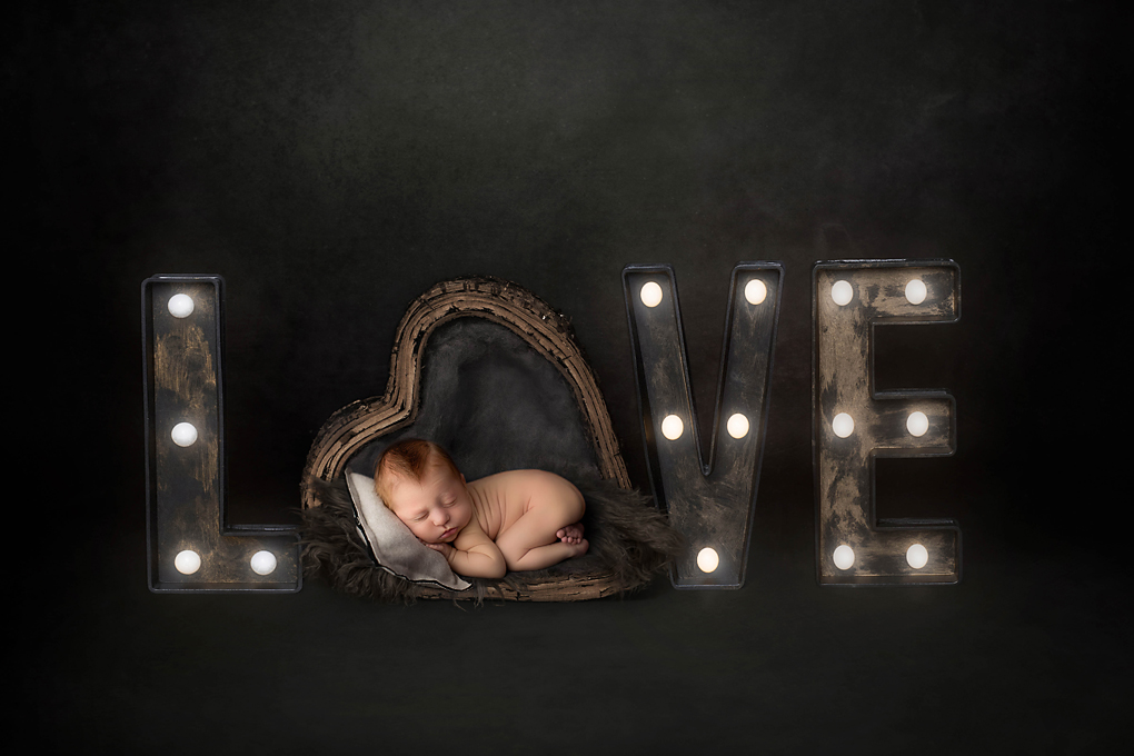 Newborn in LOVE prop portrait buffalo ny