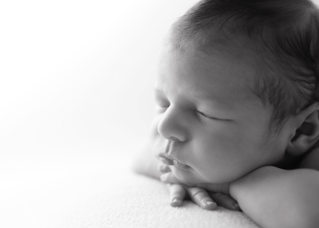 Newborn Backlight Portrait BW Buffalo NY Photography